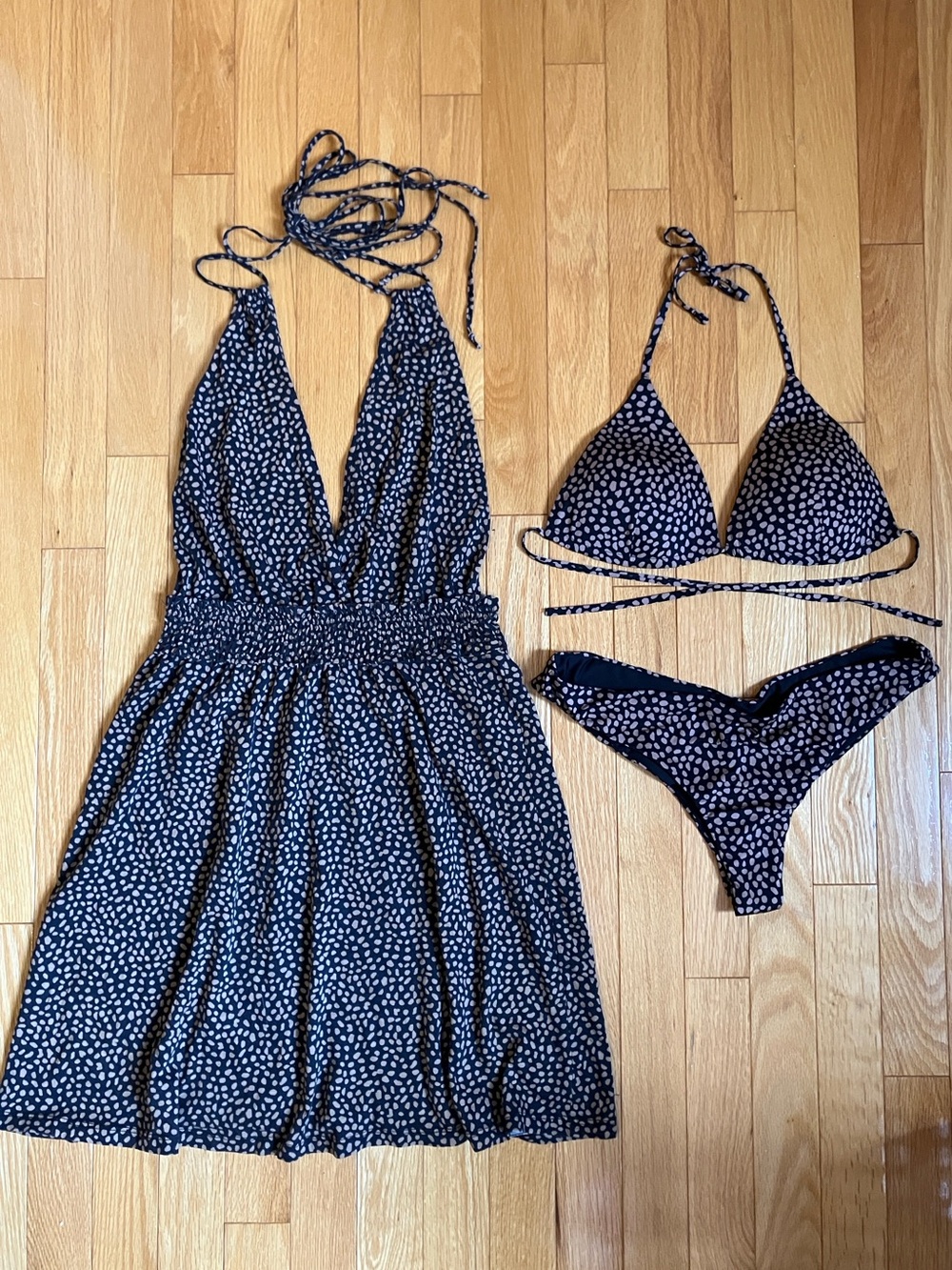 Black Polka Halter Bikini Set & Cover-Up